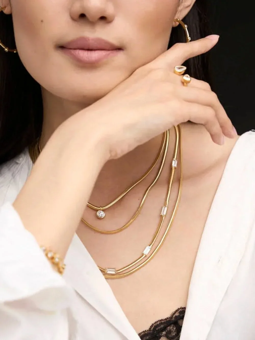 LIKE NEW. BONHEUR JEWELRY Delphine Gold Snake Chain Necklace